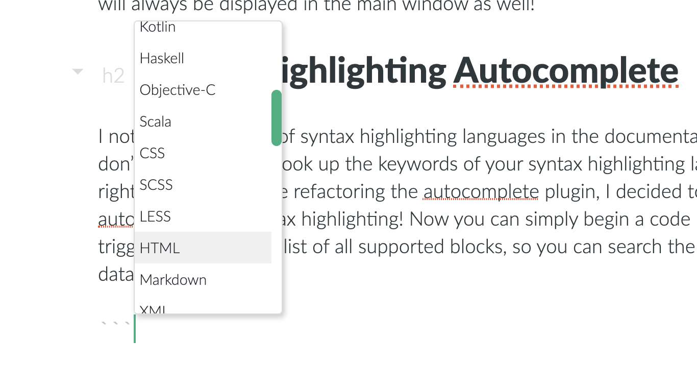 Syntax Highlighting Autocomplete