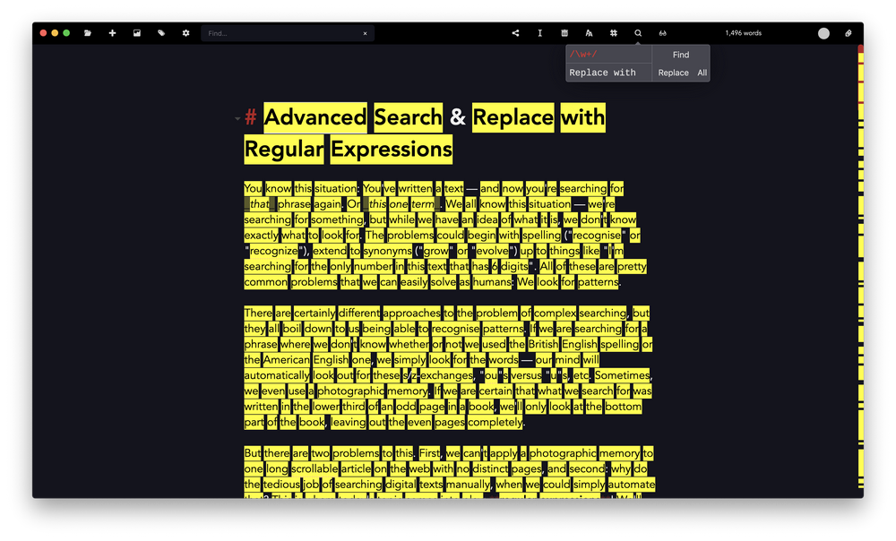 bluegriffon regular expression search